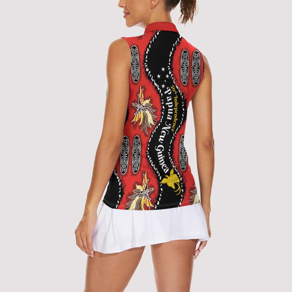 Papua New Guinea 50th Independence Women Sleeveless Polo Shirt PNG Batik Pattern LT01 - Polynesian Pride