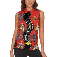 Papua New Guinea 50th Independence Women Sleeveless Polo Shirt PNG Batik Pattern LT01 - Polynesian Pride