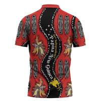 Papua New Guinea 50th Independence Zipper Polo Shirt PNG Batik Pattern - Polynesian Pride