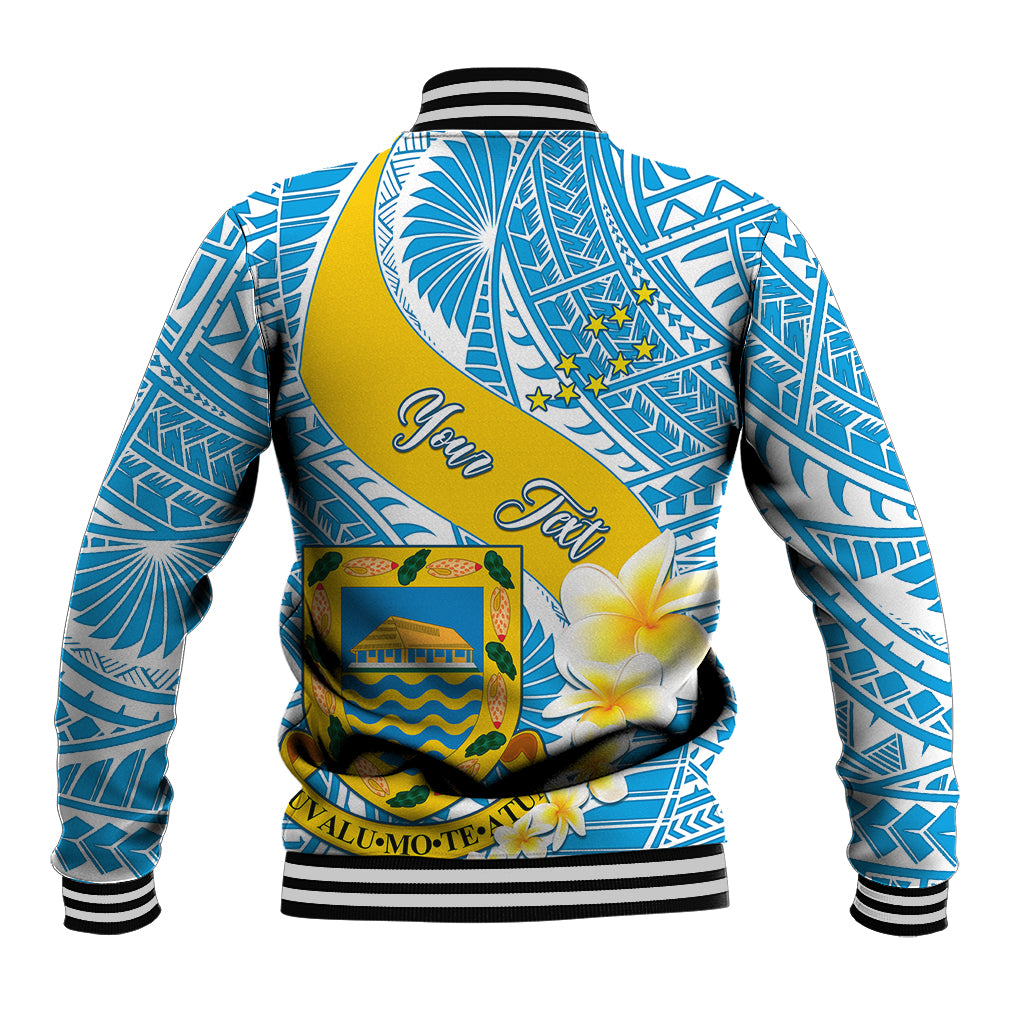Personalised Tuvalu Independence Day Baseball Jacket Plumeria 45th Anniversary LT01 - Polynesian Pride