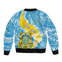 Personalised Tuvalu Independence Day Bomber Jacket Plumeria 45th Anniversary LT01 - Polynesian Pride