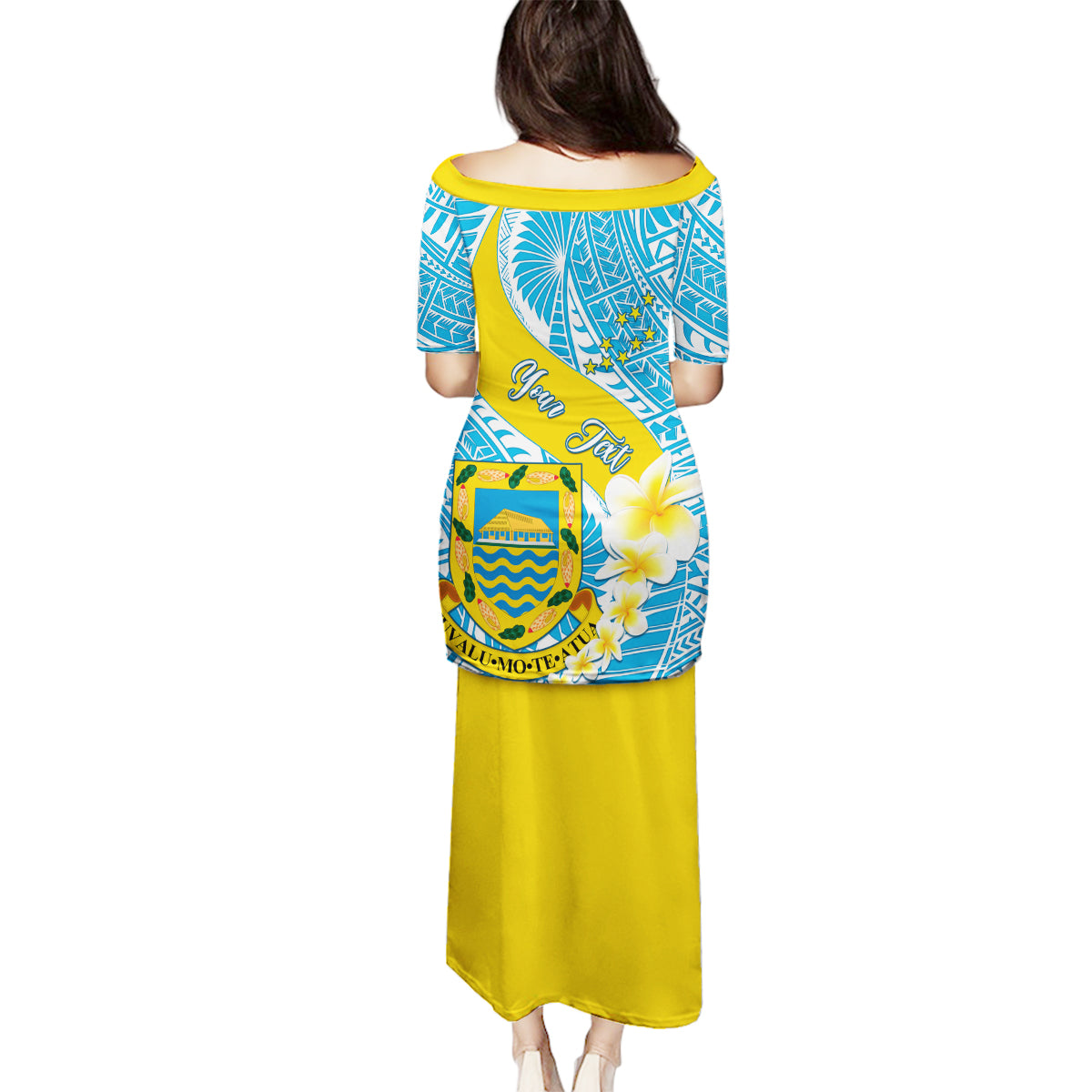 Personalised Tuvalu Independence Day Family Matching Puletasi Dress and Hawaiian Shirt Plumeria 45th Anniversary LT01 - Polynesian Pride