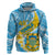 Personalised Tuvalu Independence Day Hoodie Plumeria 45th Anniversary LT01 Blue - Polynesian Pride