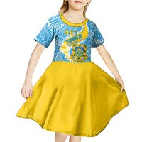 Personalised Tuvalu Independence Day Kid Short Sleeve Dress Plumeria 45th Anniversary LT01 - Polynesian Pride