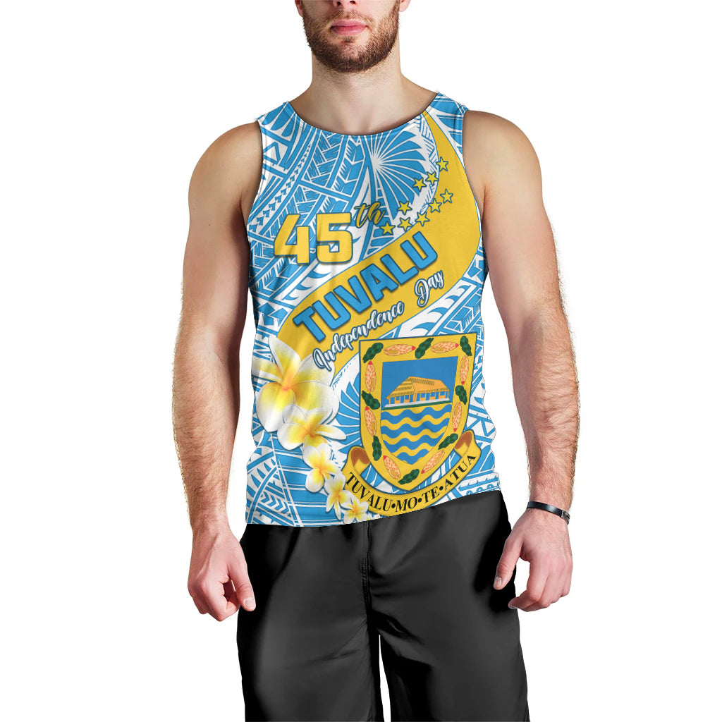 Personalised Tuvalu Independence Day Men Tank Top Plumeria 45th Anniversary LT01 - Polynesian Pride
