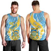 Personalised Tuvalu Independence Day Men Tank Top Plumeria 45th Anniversary LT01 - Polynesian Pride