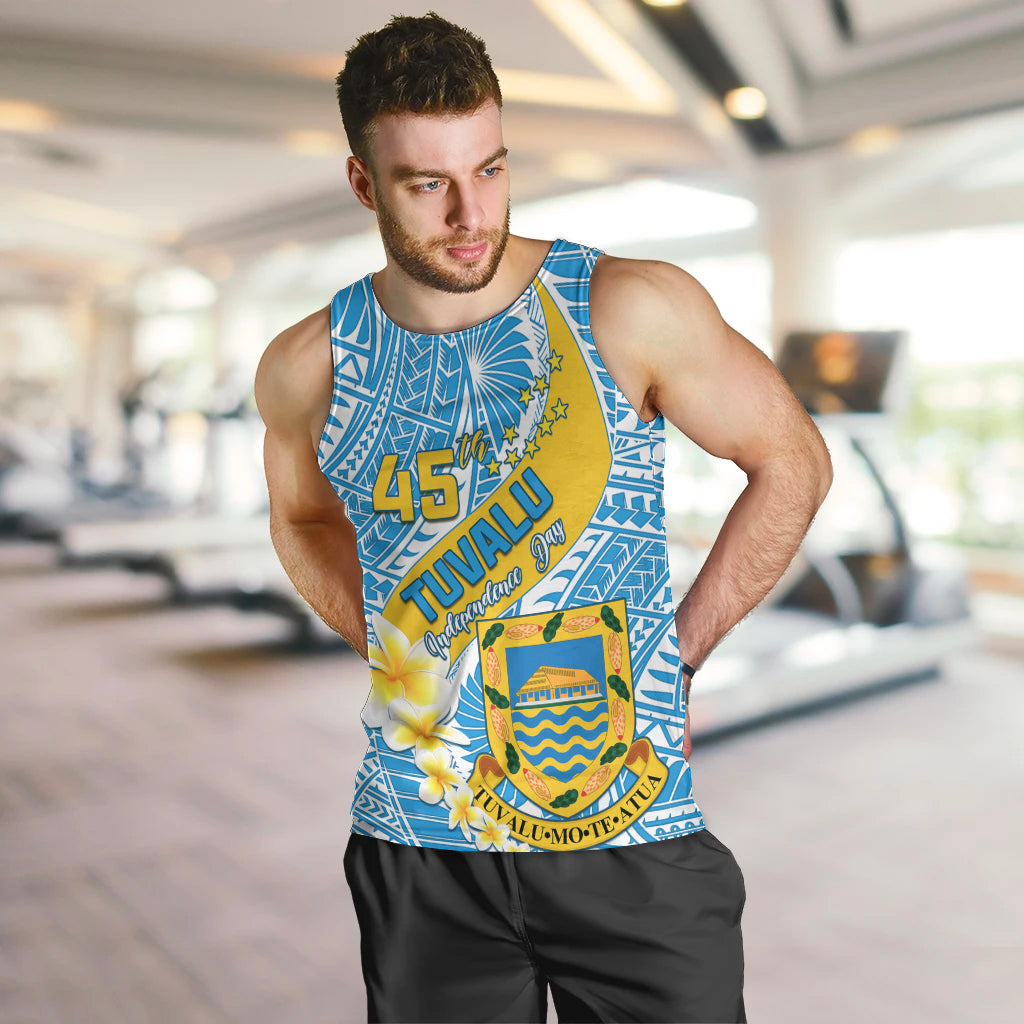 Personalised Tuvalu Independence Day Men Tank Top Plumeria 45th Anniversary LT01 - Polynesian Pride