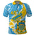 Personalised Tuvalu Independence Day Polo Shirt Plumeria 45th Anniversary LT01 Blue - Polynesian Pride