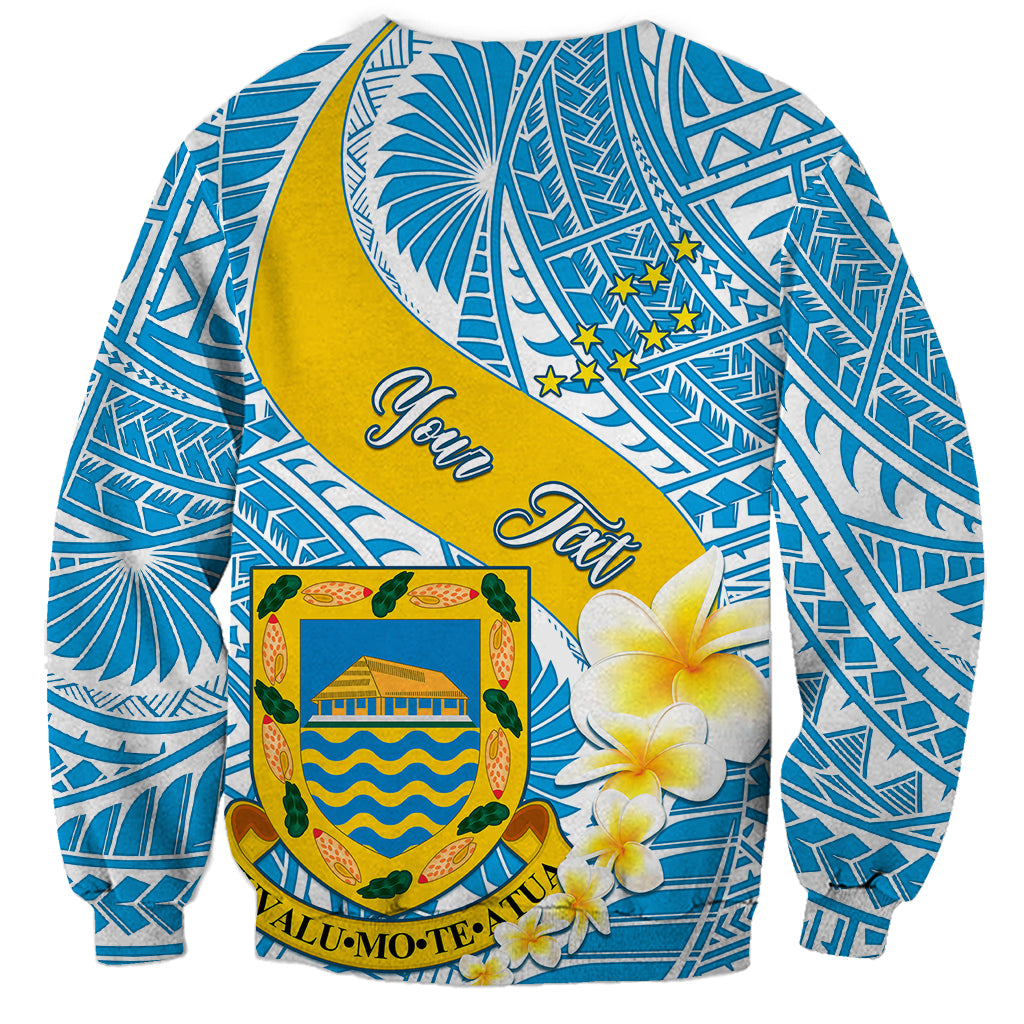Personalised Tuvalu Independence Day Sweatshirt Plumeria 45th Anniversary LT01 - Polynesian Pride