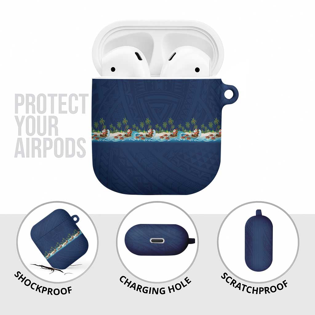 Hawaii Santa Riding Sea Turtle AirPods Case Mele Kalikimaka Polynesian Pattern LT01 - Polynesian Pride