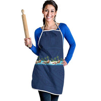 Hawaii Santa Riding Sea Turtle Apron Mele Kalikimaka Polynesian Pattern - Polynesian Pride