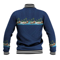 Hawaii Santa Riding Sea Turtle Baseball Jacket Mele Kalikimaka Polynesian Pattern LT01 - Polynesian Pride