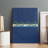 Hawaii Santa Riding Sea Turtle Canvas Wall Art Mele Kalikimaka Polynesian Pattern LT01 - Polynesian Pride