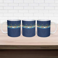 Hawaii Santa Riding Sea Turtle Ceramic Mug Mele Kalikimaka Polynesian Pattern LT01 - Polynesian Pride