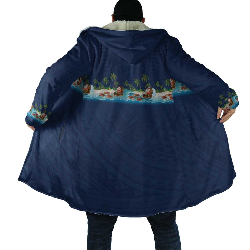 Hawaii Santa Riding Sea Turtle Cloak Mele Kalikimaka Polynesian Pattern LT01 - Polynesian Pride