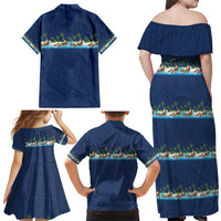 Hawaii Santa Riding Sea Turtle Family Matching Off Shoulder Maxi Dress and Hawaiian Shirt Mele Kalikimaka Polynesian Pattern - Polynesian Pride