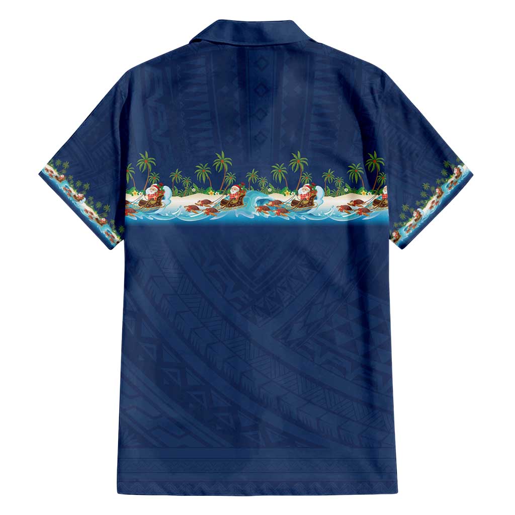Hawaii Santa Riding Sea Turtle Family Matching Off Shoulder Maxi Dress and Hawaiian Shirt Mele Kalikimaka Polynesian Pattern - Polynesian Pride