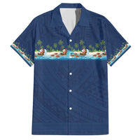 Hawaii Santa Riding Sea Turtle Family Matching Tank Maxi Dress and Hawaiian Shirt Mele Kalikimaka Polynesian Pattern - Polynesian Pride