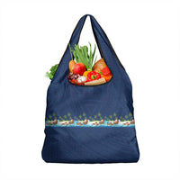 Hawaii Santa Riding Sea Turtle Grocery Bag Mele Kalikimaka Polynesian Pattern - Polynesian Pride