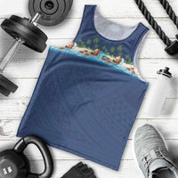 Hawaii Santa Riding Sea Turtle Men Tank Top Mele Kalikimaka Polynesian Pattern LT01 - Polynesian Pride