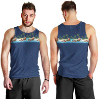Hawaii Santa Riding Sea Turtle Men Tank Top Mele Kalikimaka Polynesian Pattern LT01 - Polynesian Pride