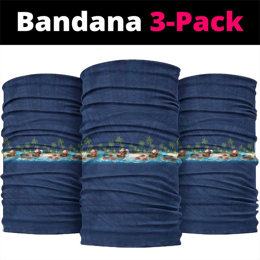 Hawaii Santa Riding Sea Turtle Neck Gaiter Mele Kalikimaka Polynesian Pattern LT01 package One Size: 25*50cm Blue - Polynesian Pride