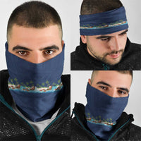 Hawaii Santa Riding Sea Turtle Neck Gaiter Mele Kalikimaka Polynesian Pattern LT01 - Polynesian Pride