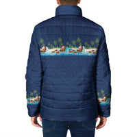 Hawaii Santa Riding Sea Turtle Padded Jacket Mele Kalikimaka Polynesian Pattern LT01 - Polynesian Pride