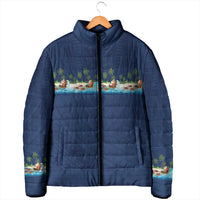 Hawaii Santa Riding Sea Turtle Padded Jacket Mele Kalikimaka Polynesian Pattern LT01 - Polynesian Pride