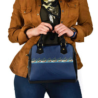 Hawaii Santa Riding Sea Turtle Shoulder Handbag Mele Kalikimaka Polynesian Pattern LT01 - Polynesian Pride