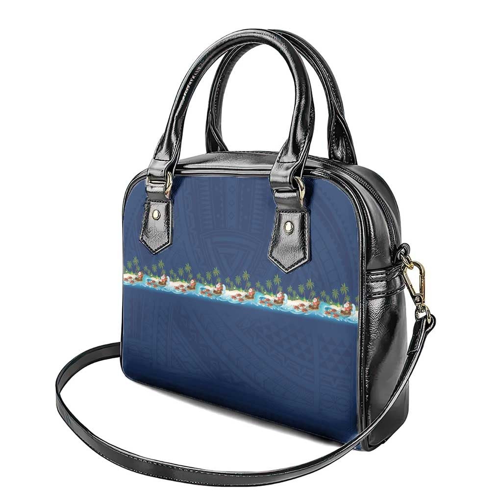 Hawaii Santa Riding Sea Turtle Shoulder Handbag Mele Kalikimaka Polynesian Pattern LT01 - Polynesian Pride