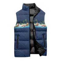 Hawaii Santa Riding Sea Turtle Sleeveless Puffer Jacket Mele Kalikimaka Polynesian Pattern LT01 - Polynesian Pride