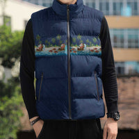 Hawaii Santa Riding Sea Turtle Sleeveless Puffer Jacket Mele Kalikimaka Polynesian Pattern LT01 - Polynesian Pride