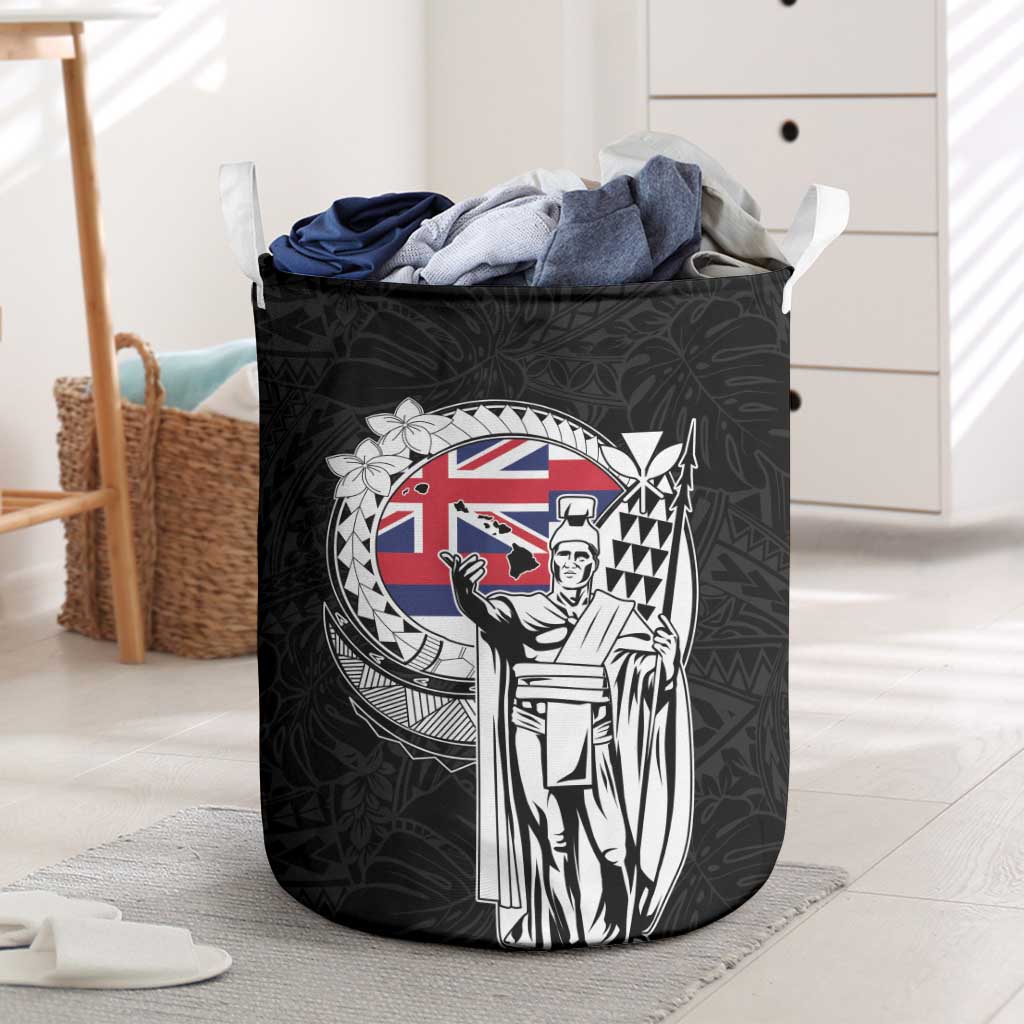 Hawaii King Kamehameha Laundry Basket Flag Polynesian Pattern LT01 Black - Polynesian Pride