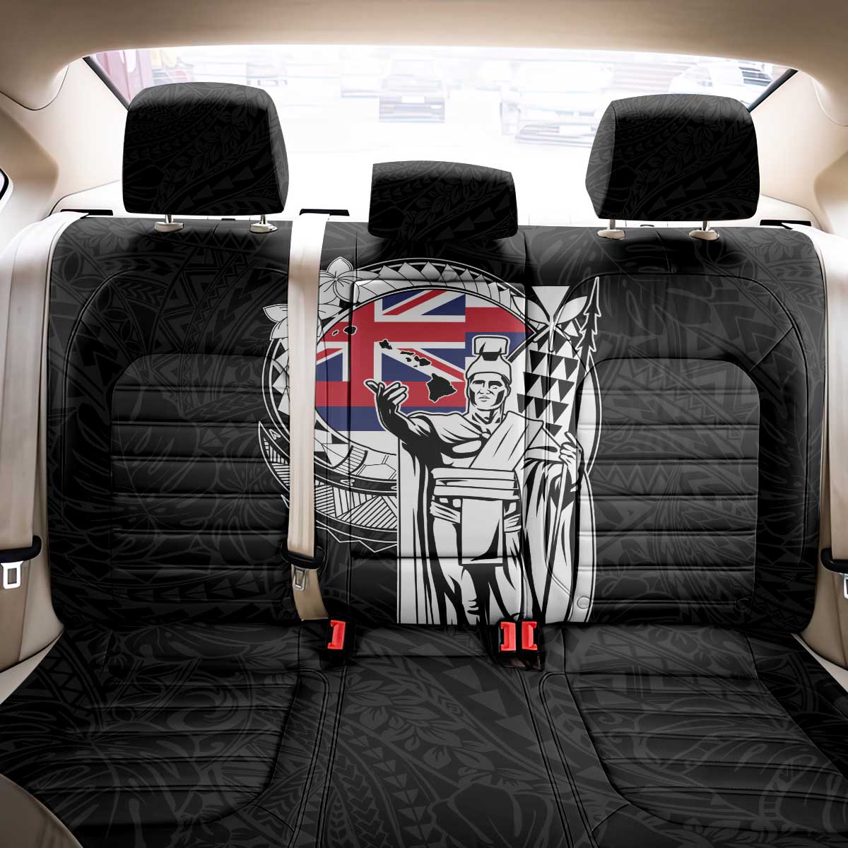 Hawaii King Kamehameha Back Car Seat Cover Flag Polynesian Pattern LT01 - Polynesian Pride