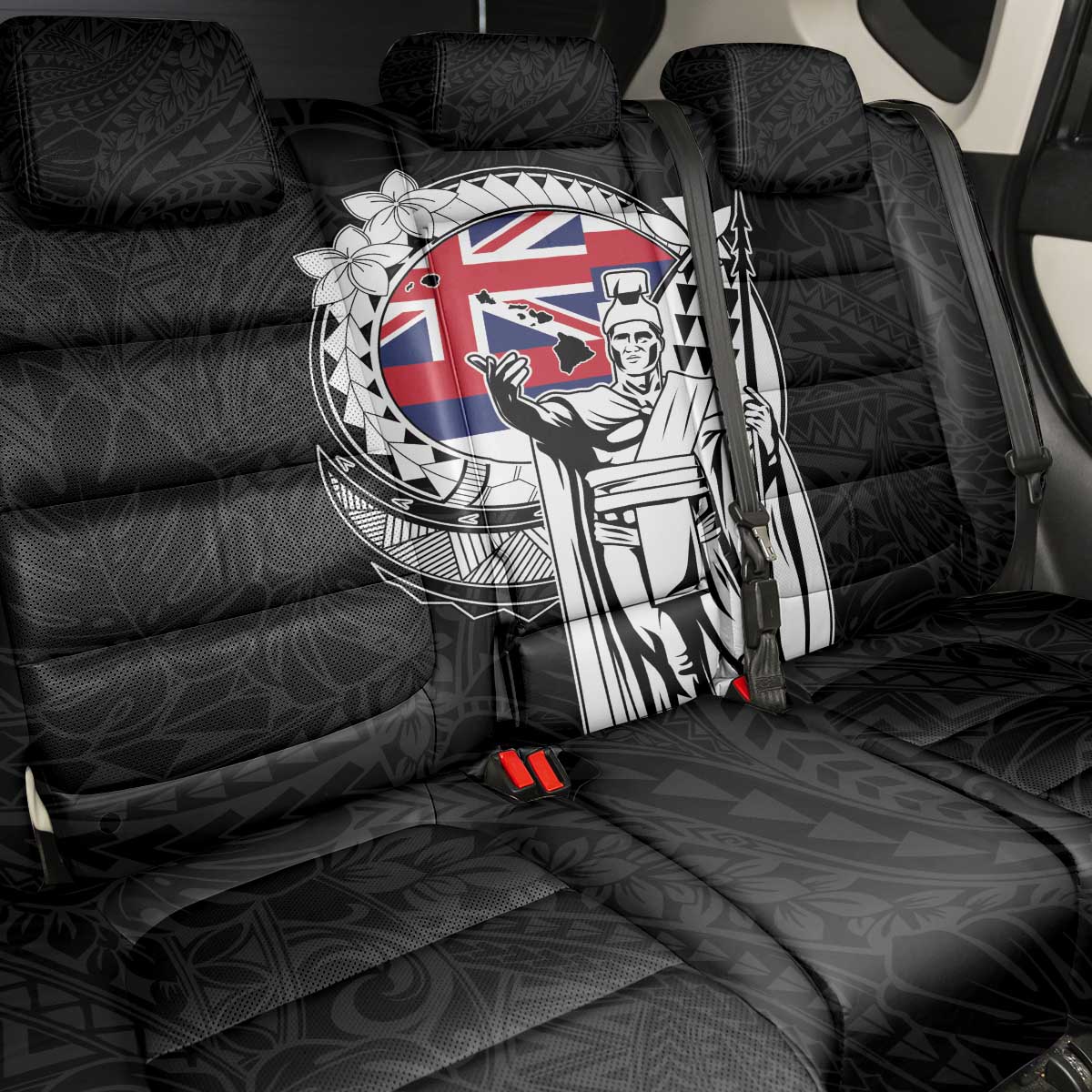 Hawaii King Kamehameha Back Car Seat Cover Flag Polynesian Pattern LT01 - Polynesian Pride