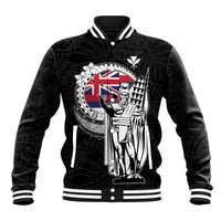 Personalized Hawaii King Kamehameha Baseball Jacket Flag Polynesian Pattern LT01 Unisex Black - Polynesian Pride