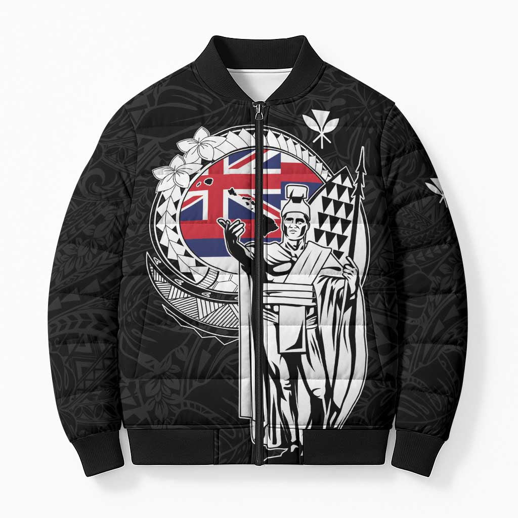 Personalized Hawaii King Kamehameha Bomber Puffer Jacket Flag Polynesian Pattern