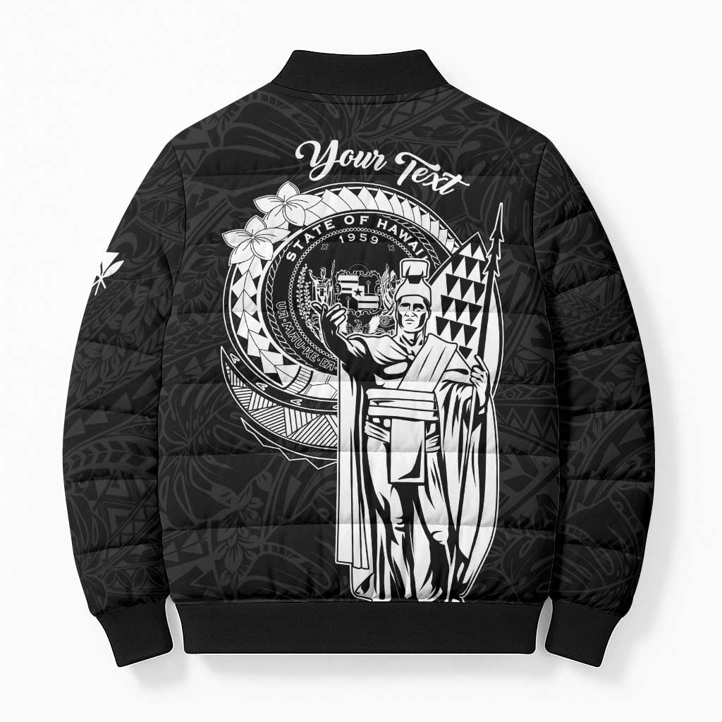 Personalized Hawaii King Kamehameha Bomber Puffer Jacket Flag Polynesian Pattern