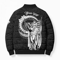 Personalized Hawaii King Kamehameha Bomber Puffer Jacket Flag Polynesian Pattern