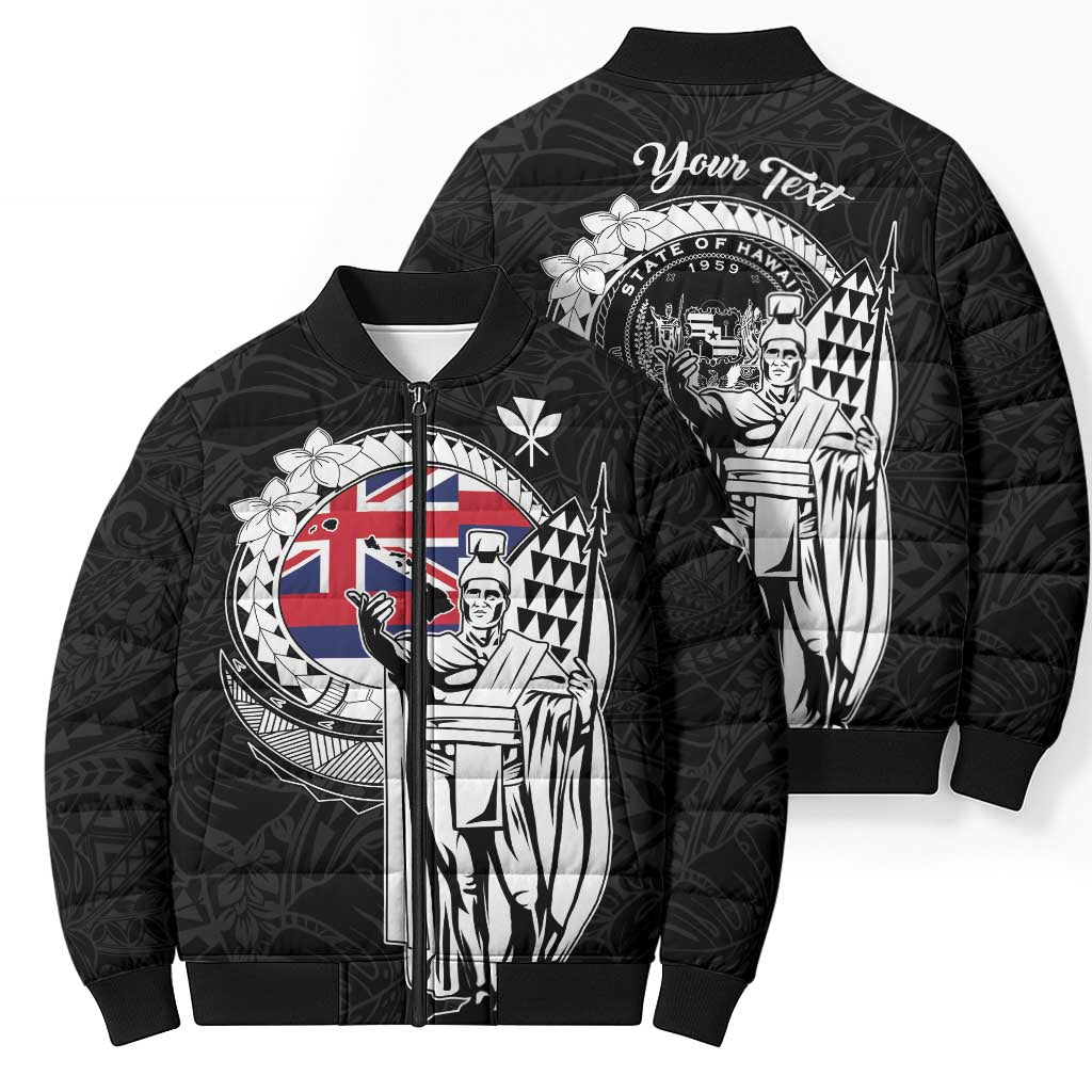 Personalized Hawaii King Kamehameha Bomber Puffer Jacket Flag Polynesian Pattern