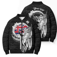 Personalized Hawaii King Kamehameha Bomber Puffer Jacket Flag Polynesian Pattern