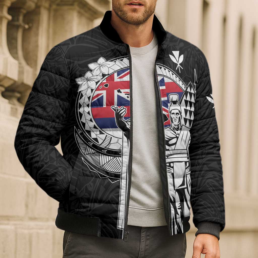 Personalized Hawaii King Kamehameha Bomber Puffer Jacket Flag Polynesian Pattern
