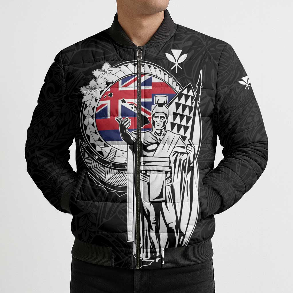 Personalized Hawaii King Kamehameha Bomber Puffer Jacket Flag Polynesian Pattern