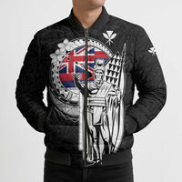 Personalized Hawaii King Kamehameha Bomber Puffer Jacket Flag Polynesian Pattern