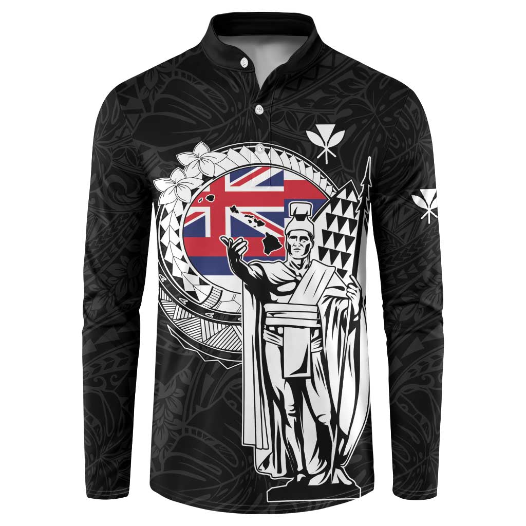 Personalized Hawaii King Kamehameha Button Sweatshirt Flag Polynesian Pattern LT01 Black - Polynesian Pride