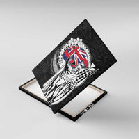Hawaii King Kamehameha Canvas Wall Art Flag Polynesian Pattern LT01 With Frame Black - Polynesian Pride