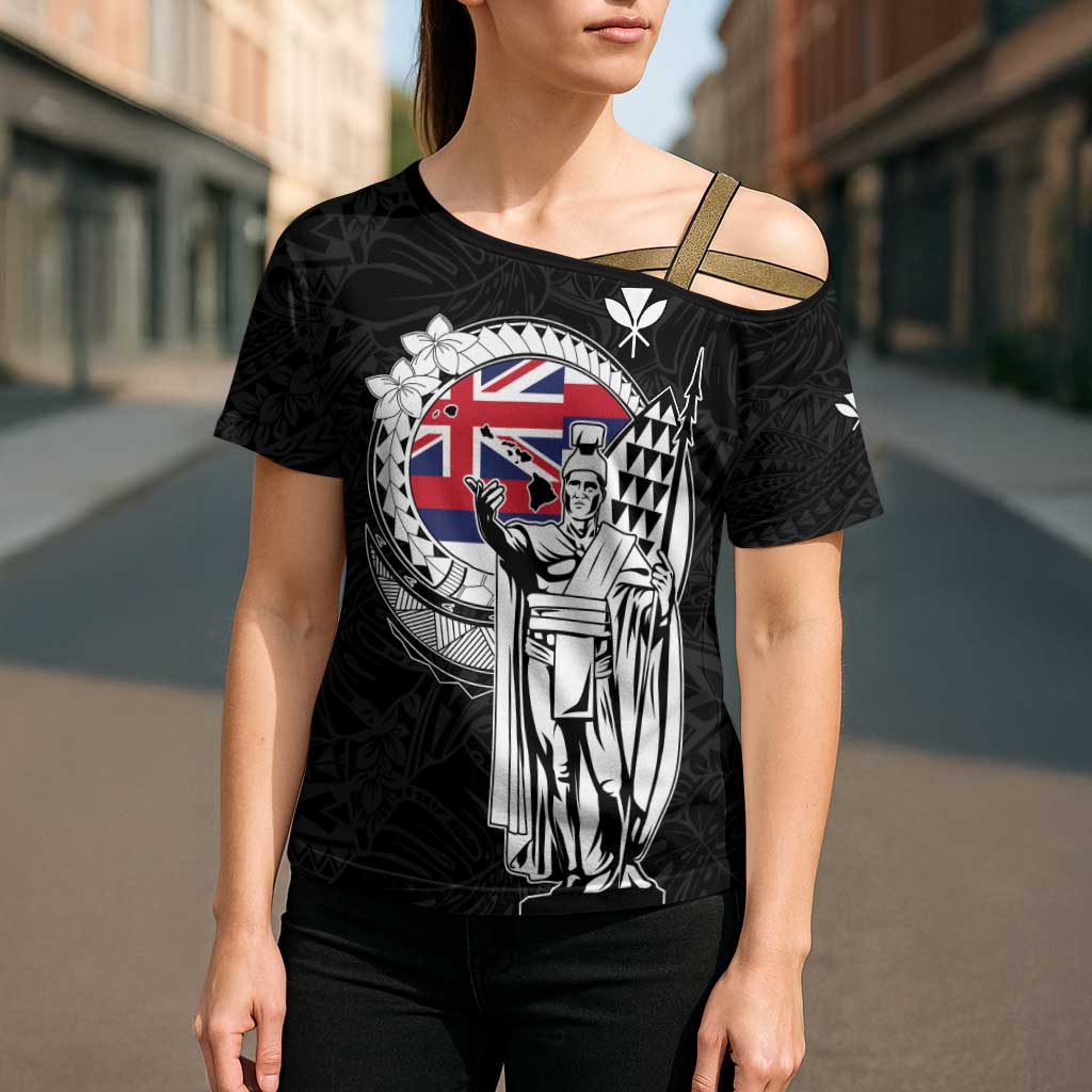 Personalized Hawaii King Kamehameha Cross Shoulder Shirt Flag Polynesian Pattern LT01 - Polynesian Pride