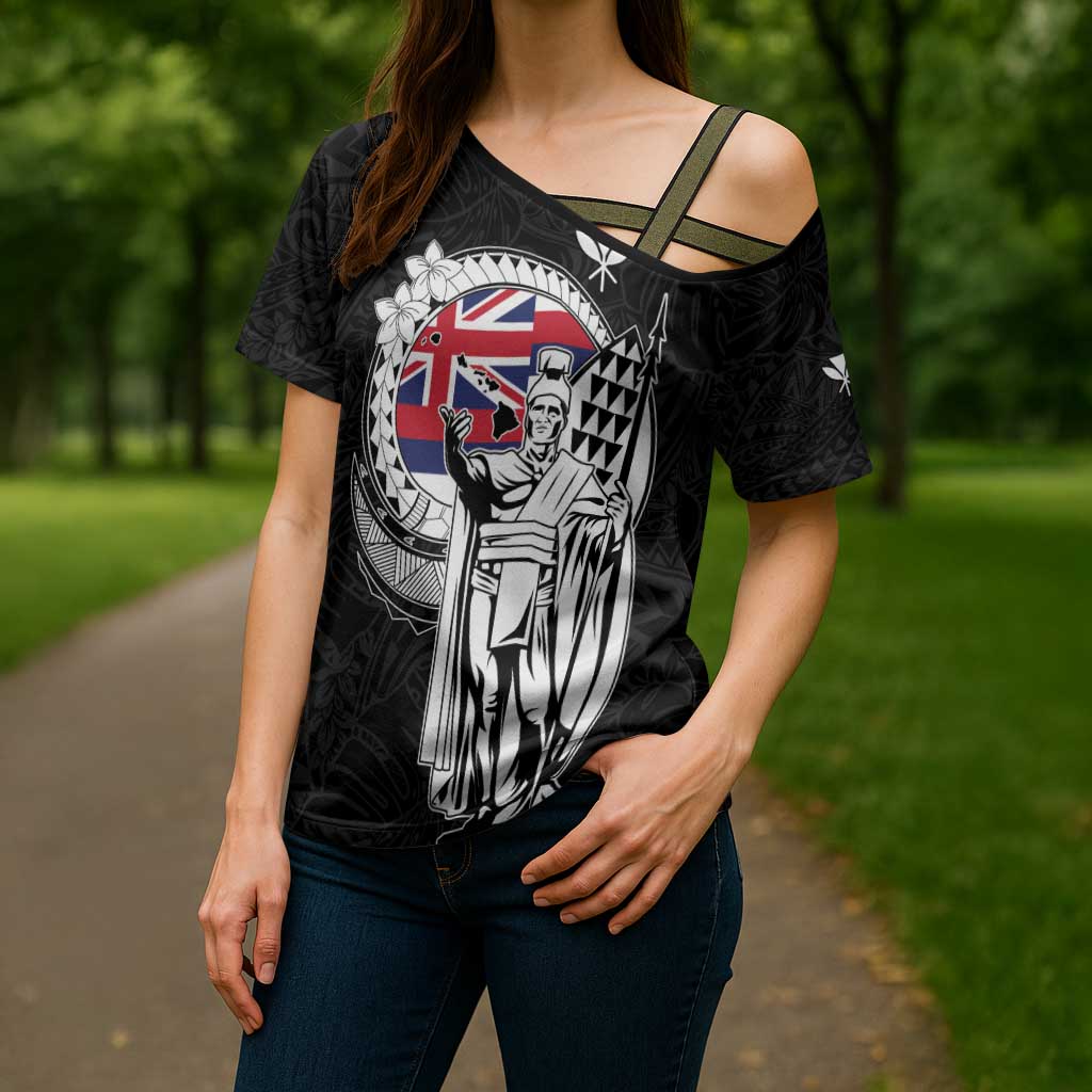 Personalized Hawaii King Kamehameha Cross Shoulder Shirt Flag Polynesian Pattern LT01 - Polynesian Pride
