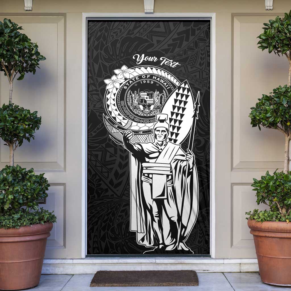 Personalized Hawaii King Kamehameha Door Cover Flag Polynesian Pattern LT01 Black - Polynesian Pride